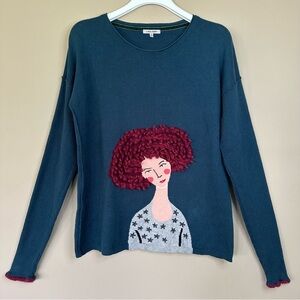 Lisa Todd RARE Cashmere Blend Sweater Women L Curly Red Hair Ginger Light Weigh